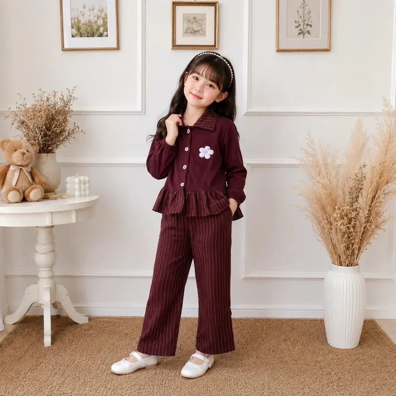 Setelan Blouse Ataya Anak Perempuan Model Terbaru 3-12 Tahun Bahan Semi Woll Kombinasi Kenit Fashion