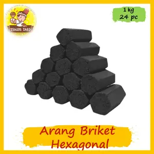 Arang Briket Batok Kelapa 1kg Bentuk Hexa BBQ