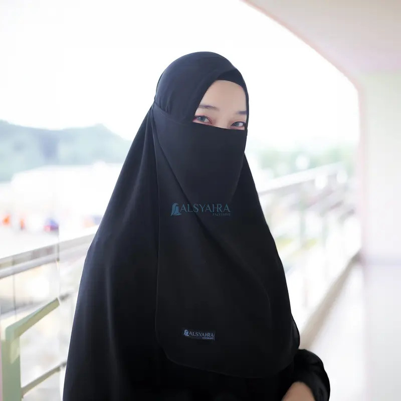Cadar Tali Jetblack Alsyahra Exclusive Hitam Pekat Muslim Instan Safety 2