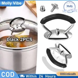 [2Pcs]Pegangan Tutup Panci Stainless Steel Anti Panas - Universal untuk Kaca/Kombinasi/Stainless