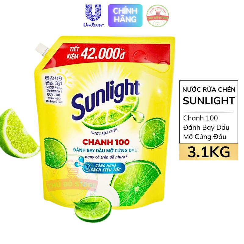 Nước Rửa Chén Bát Sunlight Chanh Vàng 100 - Túi 3.1KG
