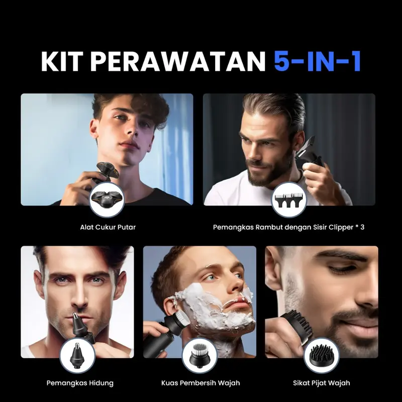 ENCHEN X8S-C Alat Cukur Rambut 5 in 1 Waterproof Alat Shaving Pencukur Hair Clipper Bulu Hidung Kumis Listrik Magnetic 2