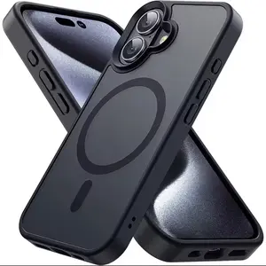 ￼[+PACK BOX] Case Magsafe Black Matte Edition For IP X XR XS MAX 11 12 13 14 15 16 17 PRO MAX 14+ 15+ 16+ PLUS Magnetic Case Clear Dove Hybrid Bumper Casing