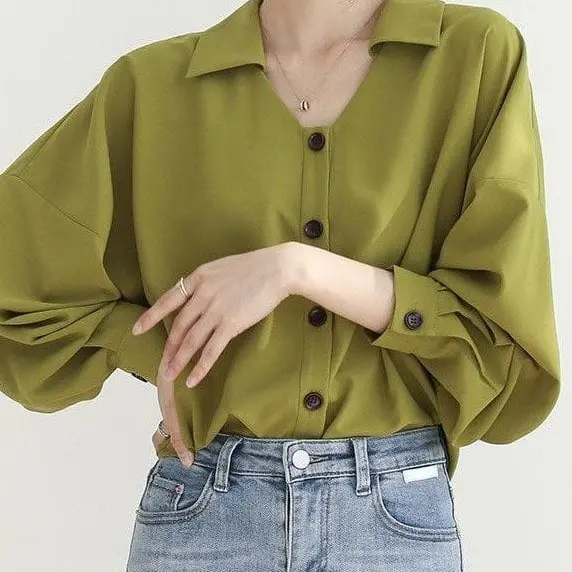 lime atasan kemeja terbaru atasan blouse cantik trendy Baju Wanita Kancing Busui Crinkle Airflow 0
