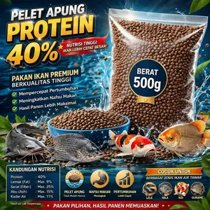 PELET IKAN BUDIDAYA CEPAT BESAR PROTEIN 40% KEMASAN 500gr SUPER GROWTH 40% Protein Tinggi Meningkatkan Nafsu Makan Ikan