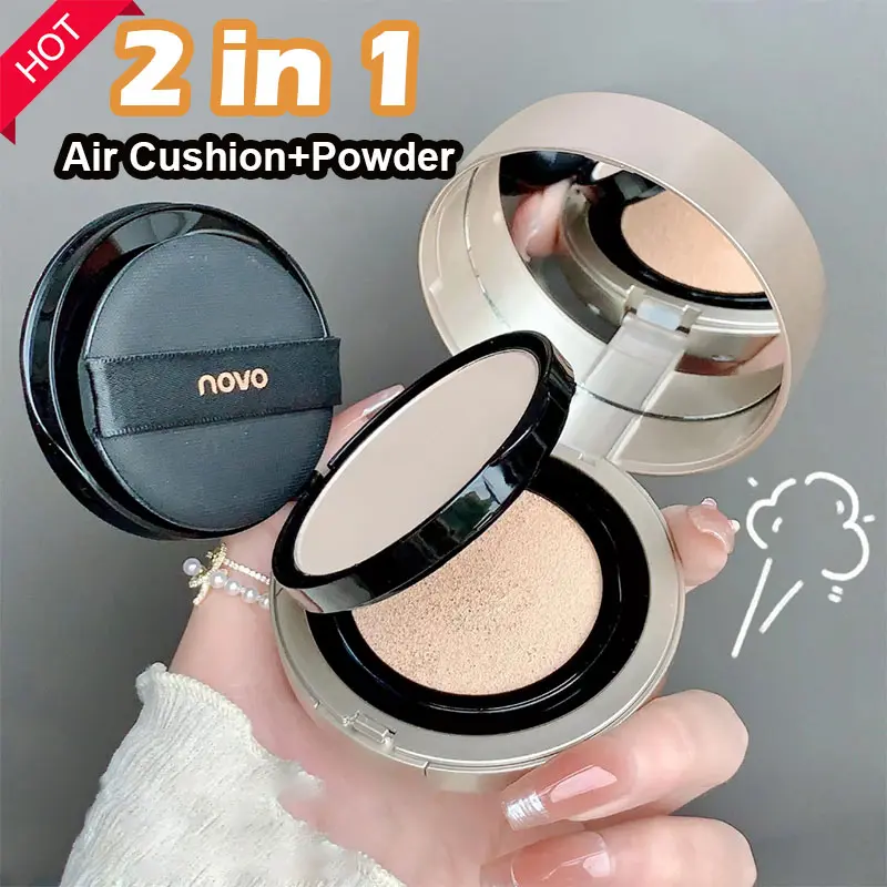 [COD&HOT Sale] Novo 2-in-1  Double-layer Air Cushion Cream Powder BB Concealer Moisturizing Lasting Docile Makeup CC Cream Waterproof