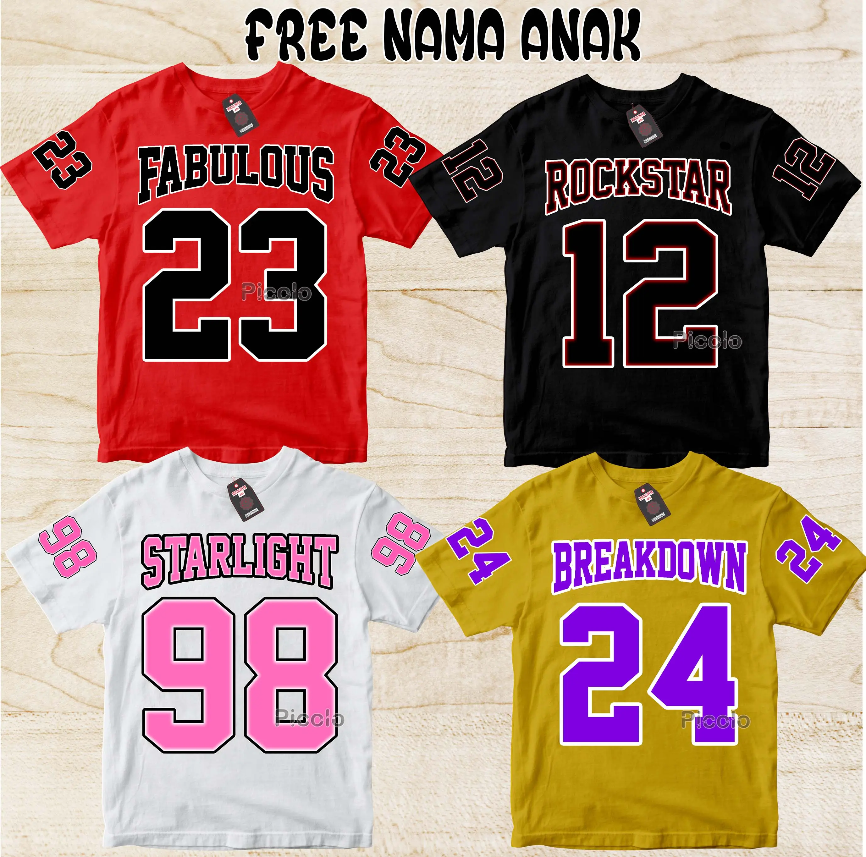 ( FREE NAMA) BAJU KAOS ATASAN ANAK BASEBALL MOTIF ANGKA Bahan COTTUN UNISEX