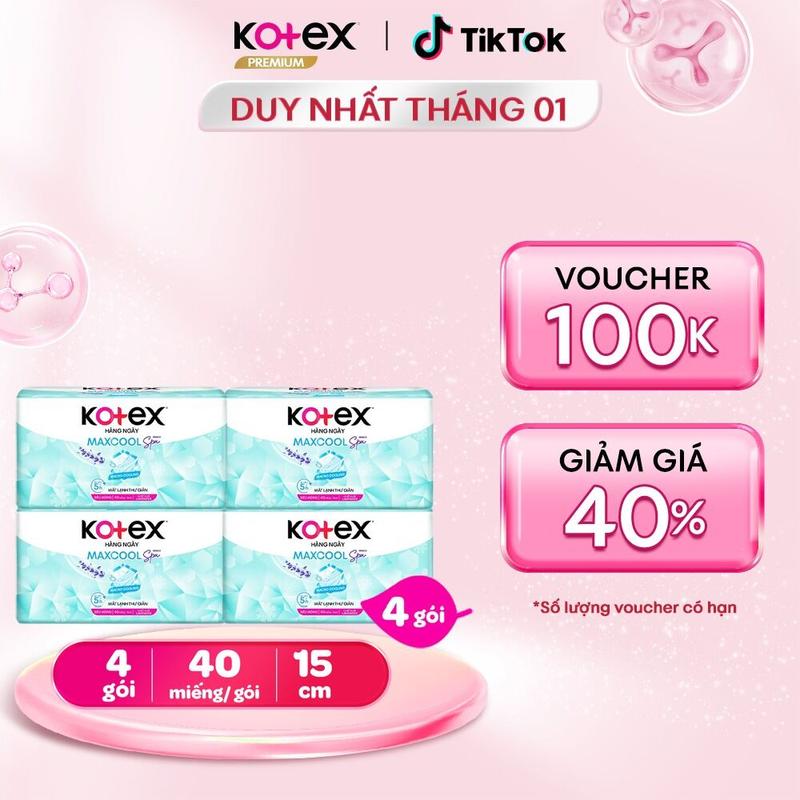  Combo 4 Combo 12 gói Băng vệ sinh Kotex Hàng Ngày Compact Maxcool French Spa 40 miếng   gói  Bao bì thay đổi theo từng đợt nhập hàng  