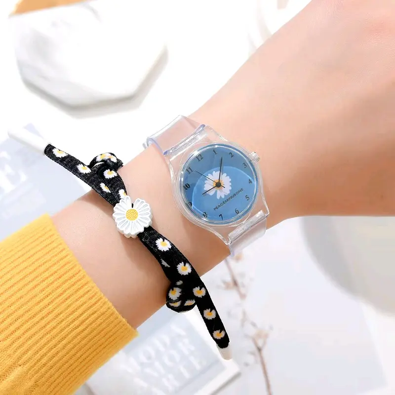 JAM TANGAN MOTIF BUNGA TRANSPARAN 2