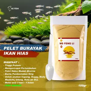 Pelet pakan burayak anakan cupang dan kutu air 100gr molly udang