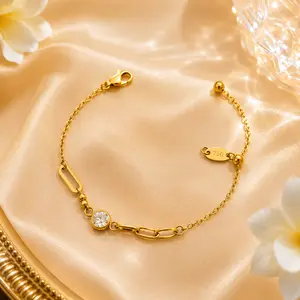 Gelang Wanita Diamond Gold Premium | Stainless Steel Anti Karat Elegan Mewah