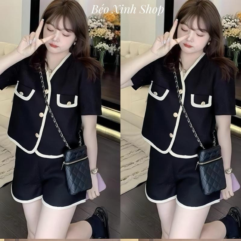 Thời Trang Bigsize Set Quần Áo Dự Tiệc Vải Cotton Lạnh 50 - 100Kg Dễ Thương Top Nữ Jean Đen Women - A.1114