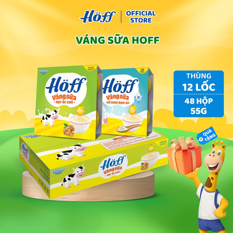 [NEW] Thùng Váng sữa mix vị sữa non, óc chó cao cấp HOFF cho bé (12 lốc - 48 hộp/55g)