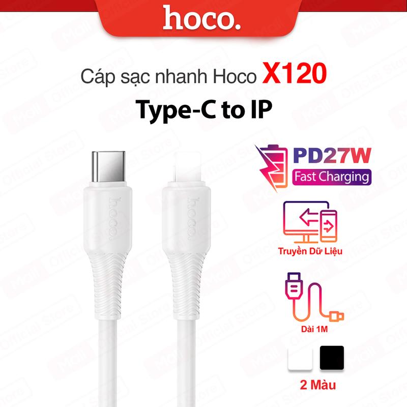 Cáp sạc nhanh PD27W TypeC to IP Hoco X120 dây dẻo siêu bền dùng cho ip6/7/8/X/11/12/13/14 dài 100CM