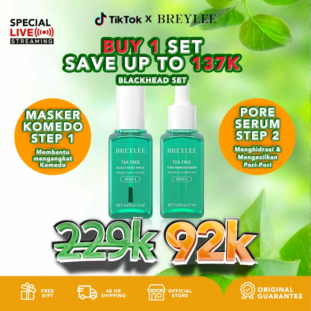 [LIVE] [ROAD TO 5.5] BREYLEE Blackhead Remover Mask SET - Pengangkat Komedo Masker Hidung (17ml) & Pore Minimizer Serum (17ml)