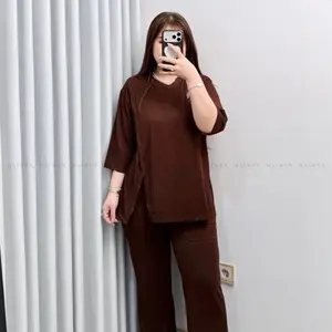 Xavia Set Flare Setelan Lengan 3/4 Celana Cutbray Panjang Wanita