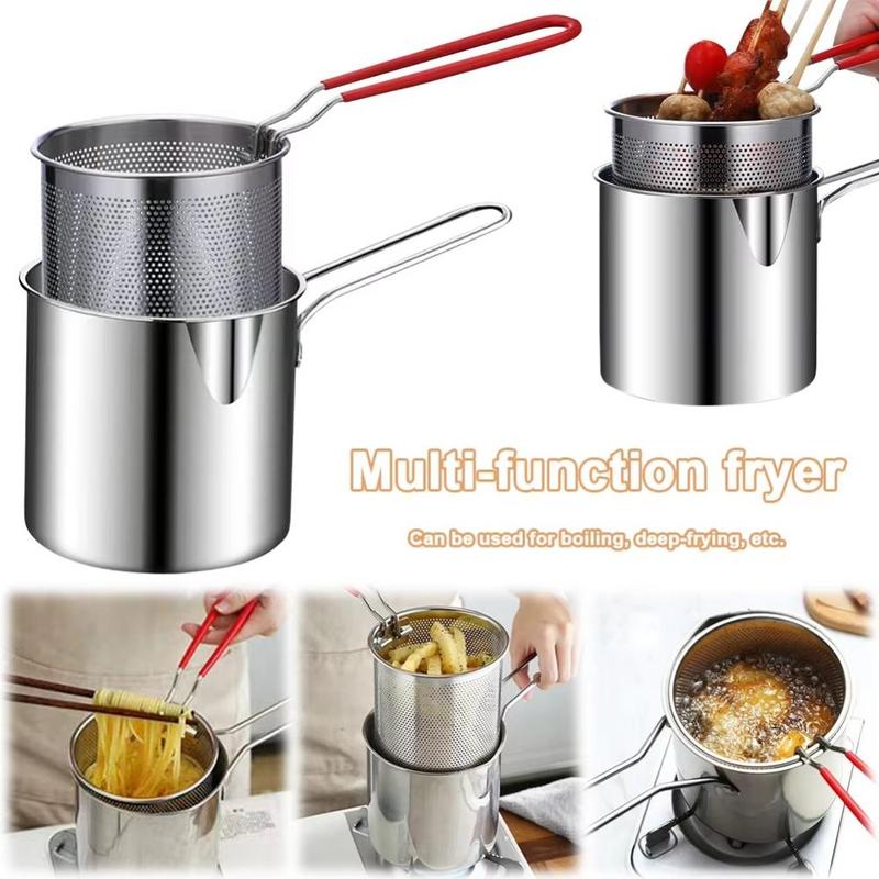 Đa chức năng Thép không gỉ Nồi chiên sâu có lưới lọc Có Nắp Tay cầm có thể tháo…