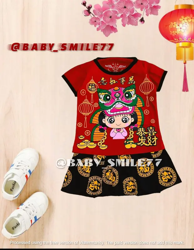 Baju Setelan Anak Perempuan Model Cina Rok Naga Hijau Bahan Katun Lengan Pendek Untuk Usia Anak 0 Bulan Sampai 6 Tahun 1