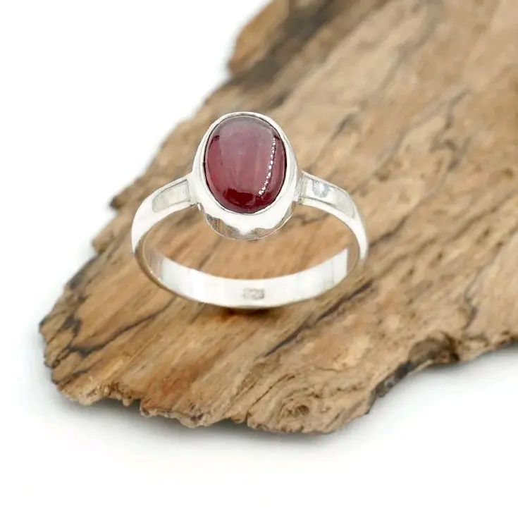 Cincin Wanita Ruby Mozambique Perak Asli 925 Mozalia