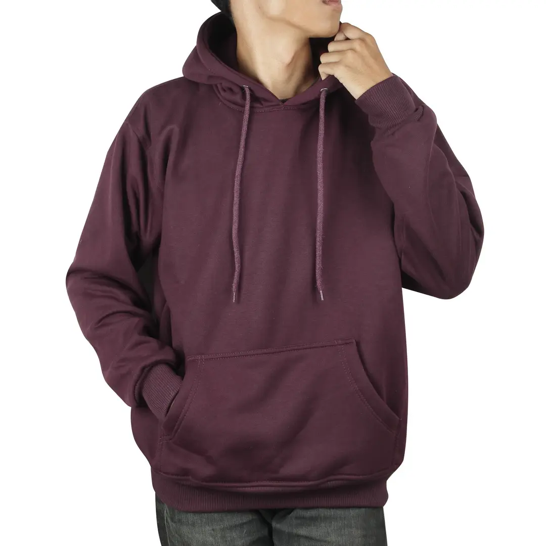 Hoodie Jumper Polos Premium Burgundy Unisex Tebal Nyaman Fleece Distro Kekinian