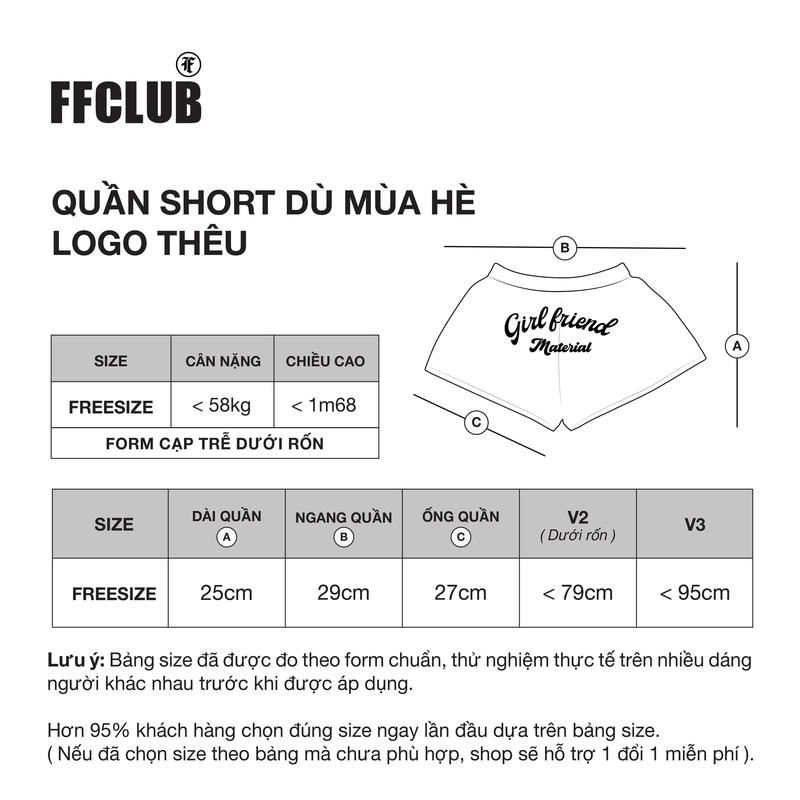 [FFCLUB] QUẦN SHORT DÙ MÙA HÈ LOGO THÊU GIRL FRIEND - FRIENDS FOREVER CHÍNH HÃNG 2