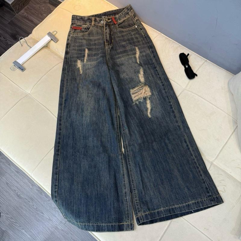 105cm Quần jean nữ ống suông loe rộng QC dài size SML Shop Nhí 7359