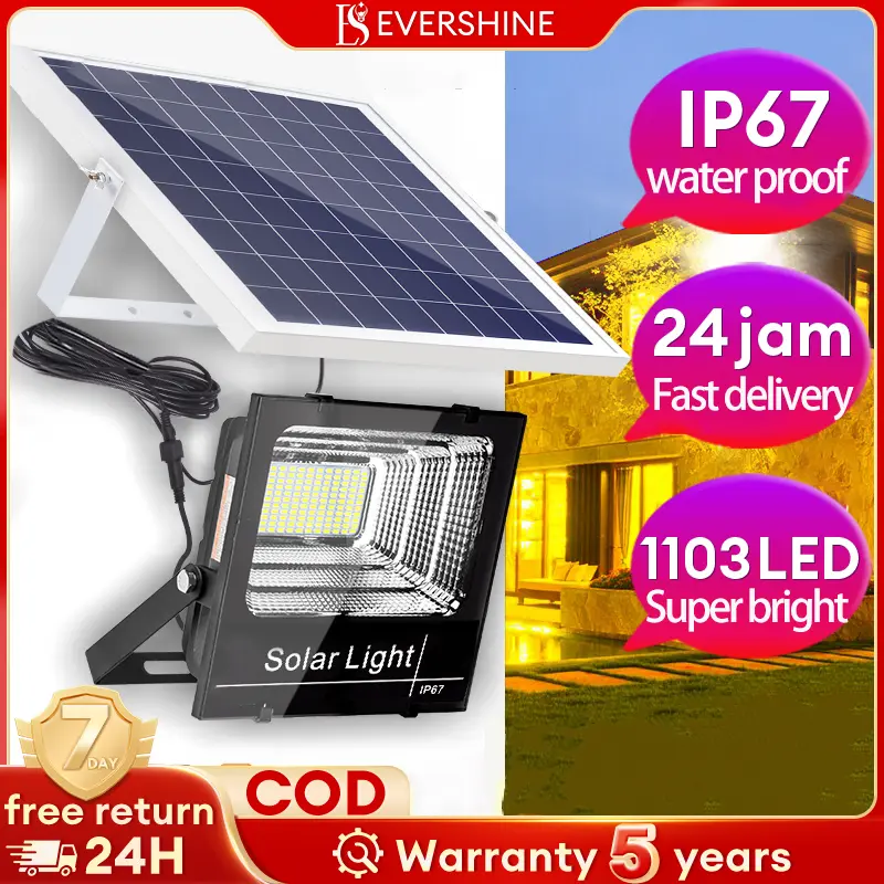 【20000W】Lampu Solar Outdoor 10000W LED Light Waterproof IP67 High Brightness ProofLarge Solar Panel Solar Spotlight With Remote Control Apply to Garden Courtyard Solar Light Outdoor Waterproof Solar Lights Metal Penderia Sentuh Home Lighting
