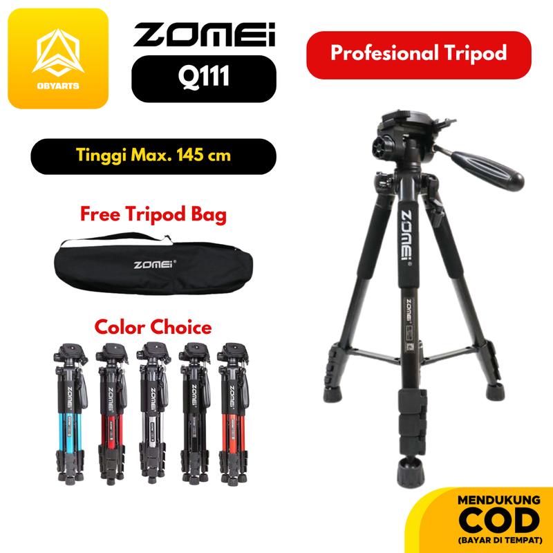 Tripod Profesional Zomei Q111 Original Tinggi 145cm + Tas Tripod Kuat untuk Kamera DSLR dan Mirrorless 0
