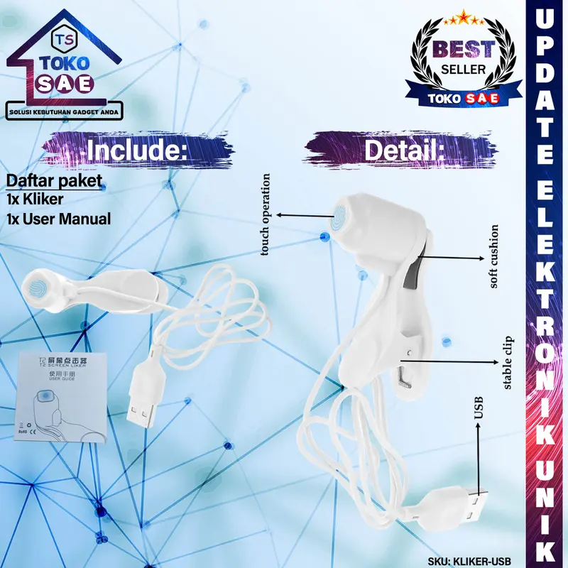 USB Auto Clicker Automatic Touch Screen Alat Tap Tap Klik Pengklik Layar Otomatis Smart Device Tappper Multipungsi Untuk Smartphone HP Handphone Like Otomatis Kecepatan Bisa Di Sesuaikan 2