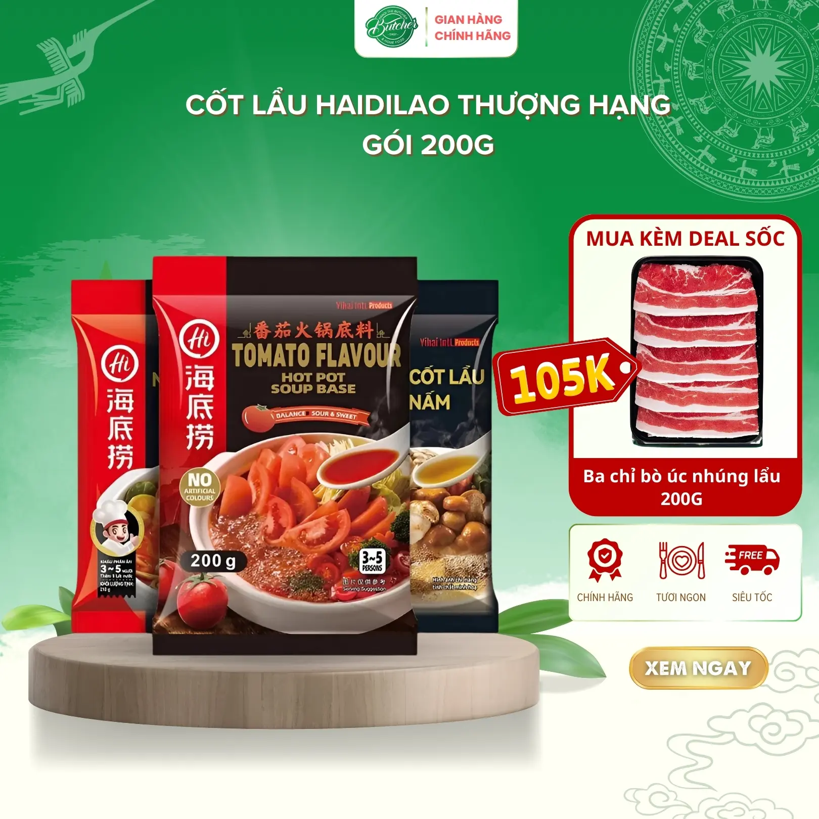 Cốt & Chấm lẩu Haidilao Nhiều vị 200g Gia Vị Cay