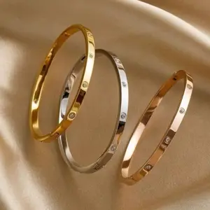 Gelang Bangle Wanita Titanium Gelang Titanium Bangle Mata Dan polos Bracelets Elegan