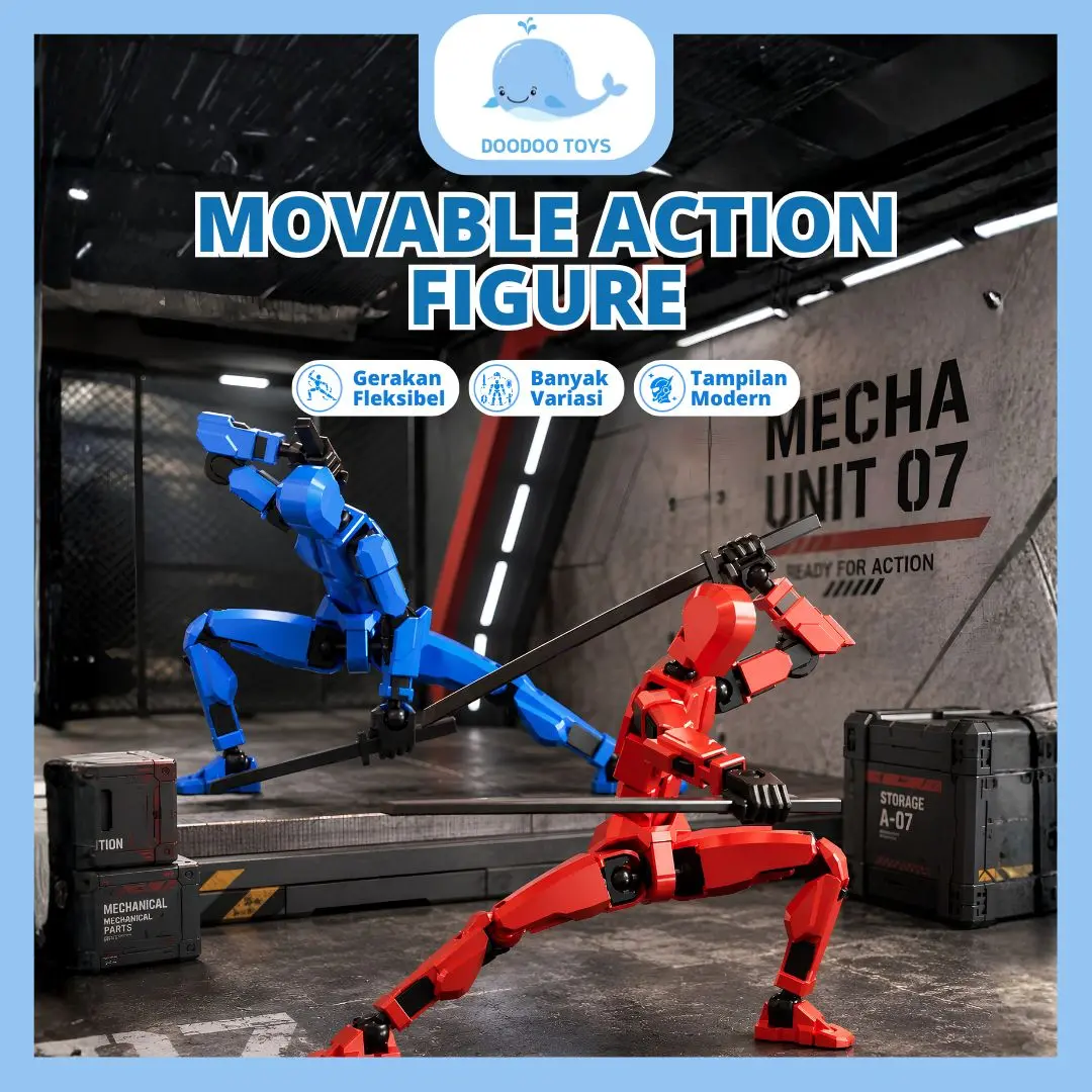 Dummy 13 3D Joint Movable Action Figure Mainan Robot Anak Laki-laki Lucky 13 Multi-sendi Bergerak  Manekin Cetak 3D Dengan 4 Senjata dan 3