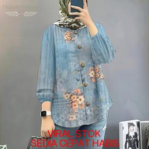 Baju Muslimah Lengan Panjang Cetakan 3D Gaya Korea Tren Elegan Saiz Besar S-5XL Pakaian Kasual Muslimah 2026 Kurung Batwing Sulam Tangan Butang Kebaya Kids Lace Material Pahang Stripes Ironless Modern Premium Jaquard Jubah Digital Crip Dress Style