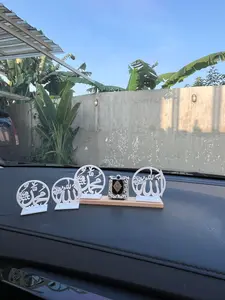 Hiasan Dashboard Mobil Allah Mohammad Warna Hitam dan Putih  Bahan Acrilic  Kombinasi Dengan Al Qur'an