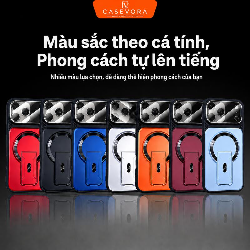 CASEVORA-Ốp lưng đa năng, bảo vệ ống kính, giá đỡ ẩn, phù hợp cho iPhone 11, Samsung, ốp lưng iPhone 13, từ tính, mẫu mới, ốp bảo vệ cho iPhone 11 Pro Max/iPhone 12 Pro Max/iPhone 13 Pro Max/iPhone 16 Pro Max/iPhone 17 Pro Max