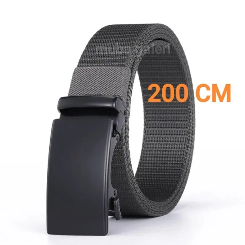 IKAT PINGGANG TACTICAL PRIA JUMBO PANJANG 200 CM METAL BUCKLE SABUK REL KANVAS KEPALA BESI HITAM POLOS GESPER CASUAL
