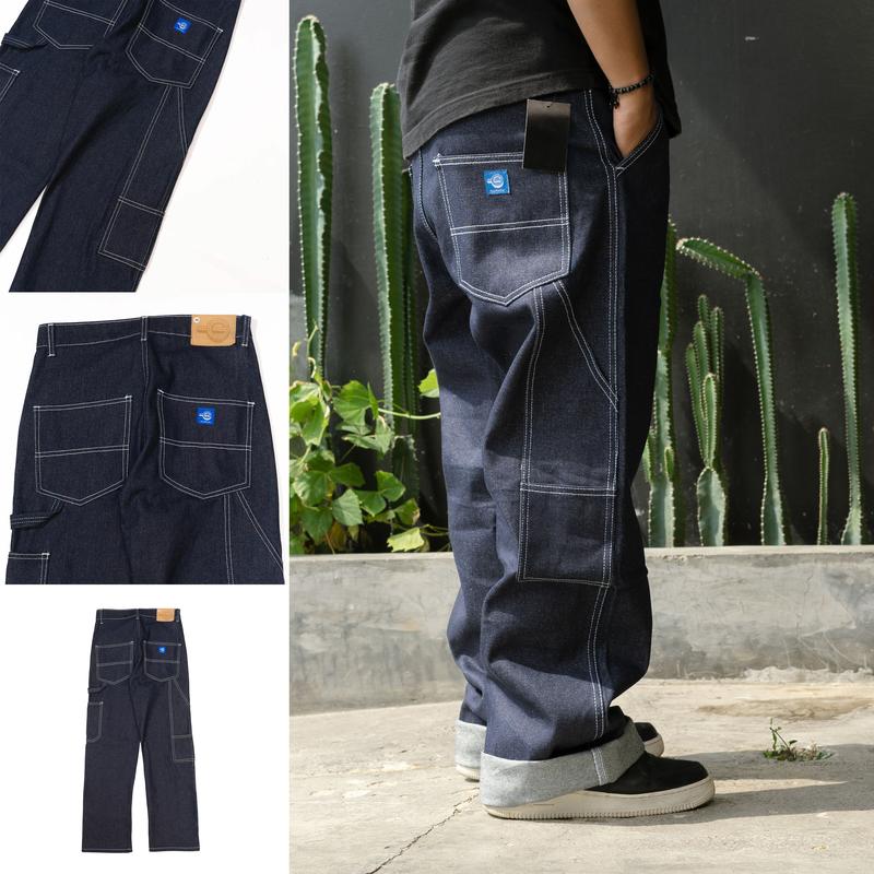 Goodfatherbrand Celana Carpenter Denim Blue Black Pants 14oz | Cargo ...