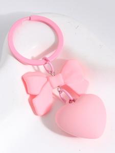 Lindo Llavero de Acrílico, Anillo de Corazón y Moño de Plástico Colorido, Regalo de Amistad para Mujeres y Niñas, Joyería Hecha a Mano, Decoración para Bolso de Mano