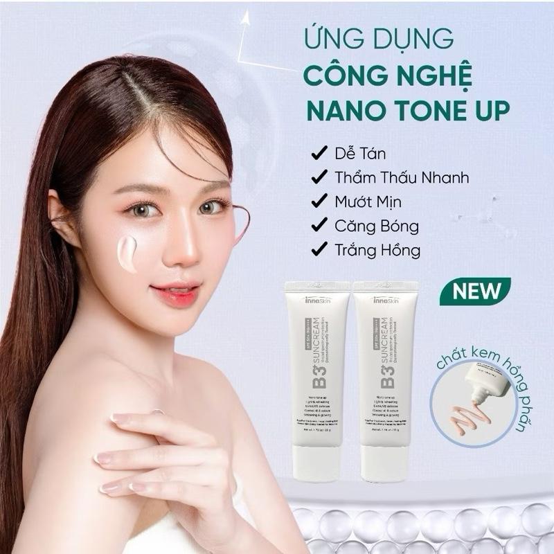 [Mẫu mới] Kem Chống Nắng B3 Innoskin Skincare SPF 50+ Nâng Tone đẹp , Kiềm Dầu, Kháng Nước size 50ML 8