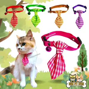 Kalung Kucing Dasi Kotak Kotak Krincing 14mm