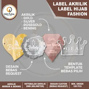 LABEL AKRILIK / AKRILIK MIRROR / LABEL AKRILIK FASHION 100pcs