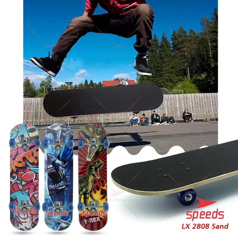 Papan Skateboard  Sand Dewasa Remaja Olahraga Skate Board Roda Outdoor Lapisan Pasir Papan Fullset 0028-2808 8