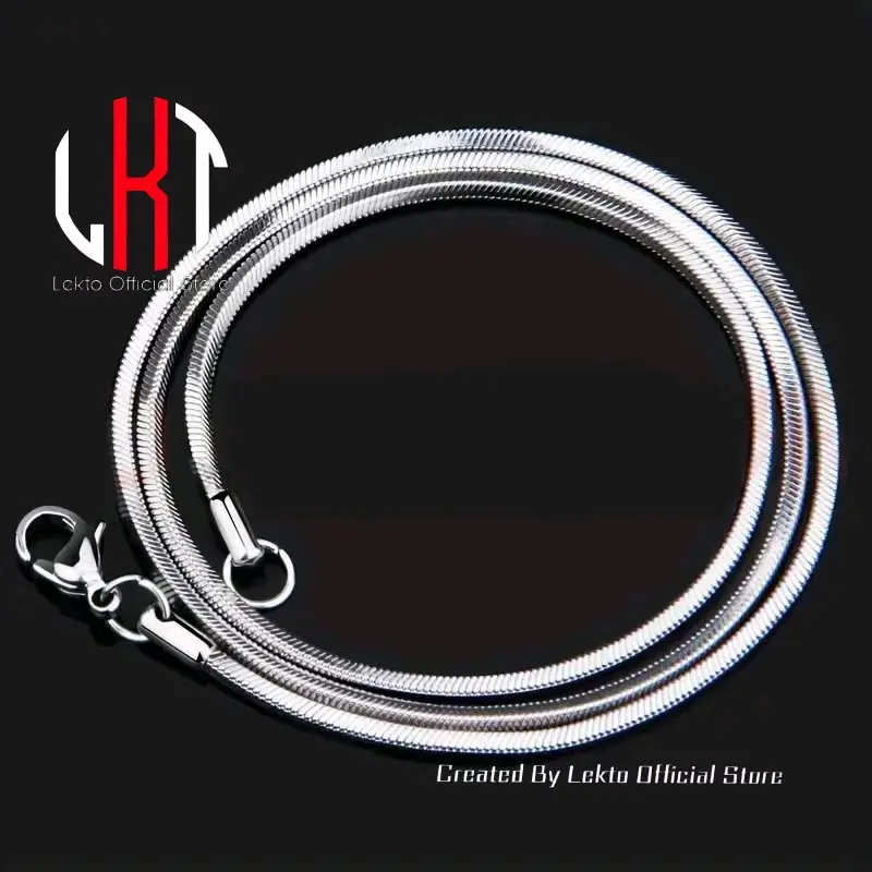 Kalung Titanium Anti Karat Selamanya Uniseks Pria Wanita Terlaris Motif Kotak SIERRA Monel Silver Pelapisan Logam Elegan 4