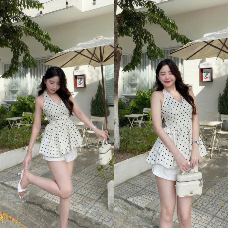 sét đồ nữ áo bí kèm quần đùi siêu xinh phù hợp mặc đi chơi đi tiệc