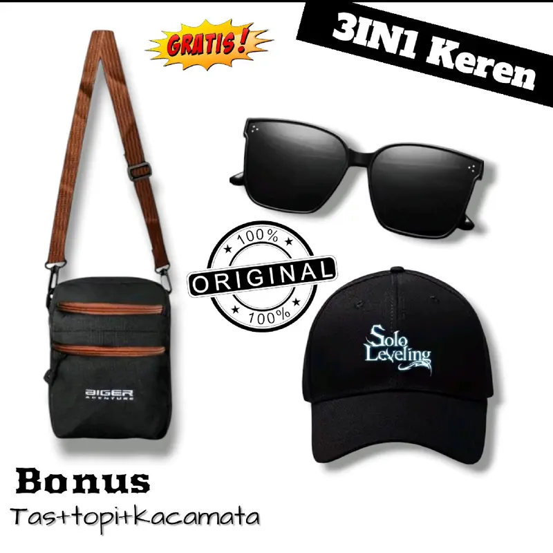 PROMO 3IN1 beli 1 dapat 3 produk tas selempang pria gratis 2 produk lainya Slingbag Cowo 8