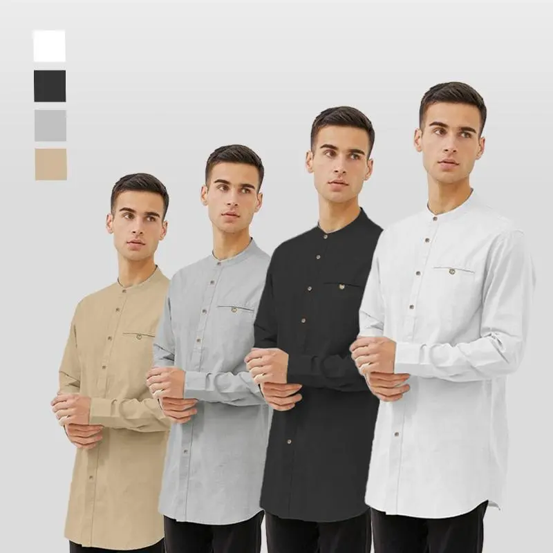 Kemeja Baju lslami Timur Tengah Kemeja PriaMan shirt Lengan Panjang Premium Polyester