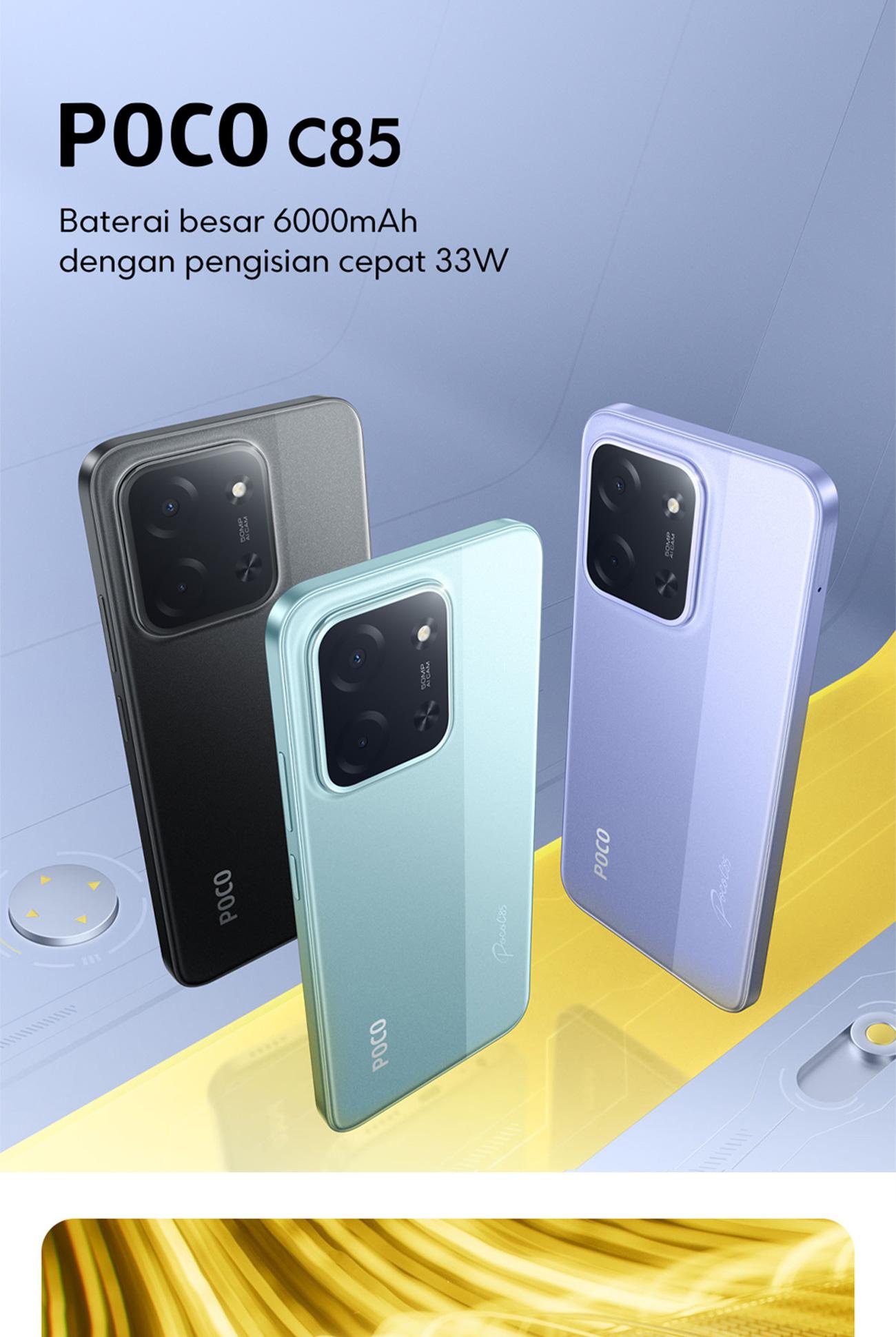 [Ibnu] POCO C85 (6/128 GB) (8/256 GB) Baterai besar 6000mAh dengan pengisian daya 33W | Ekspansi RAM hingga 16GB | Layar imersif 6.9" 120Hz | 50MP kamera ganda AI [Official Store]