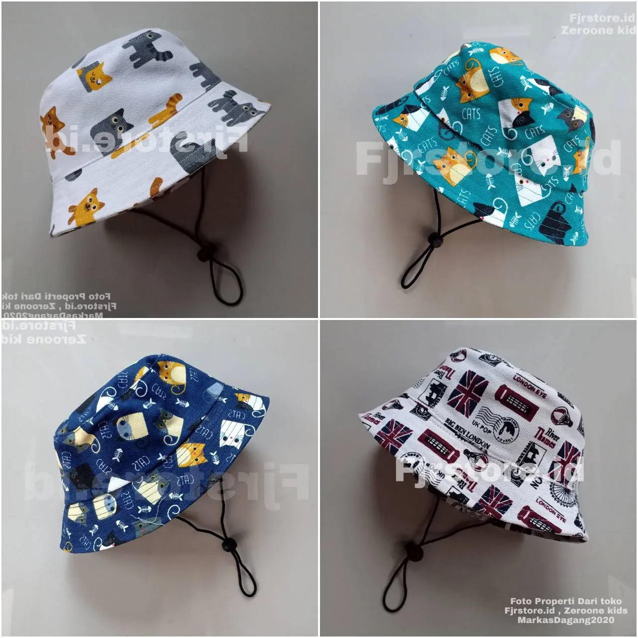 Topi Bucket Anak Bayi Kanvas Motif Animasi Lucu - Bucket Anak Bayi Laki-laki - Bucket Anak Bayi Perempuan