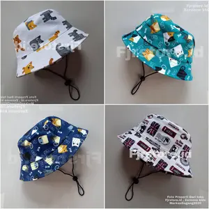 Topi Bucket Anak Bayi Kanvas Motif Animasi Lucu - Bucket Anak Bayi Laki-laki - Bucket Anak Bayi Perempuan