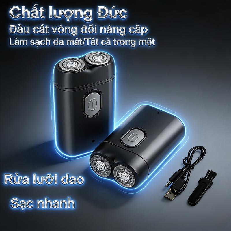 Máy Cạo Râu Du Lịch Không Dây 2 Đầu Mini Chống Nước Sạc Pin Tiện Lợi Cho Nam